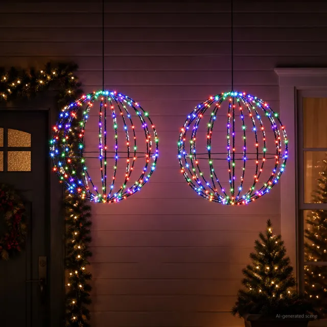 vidaXL Kerst Finial Licht 2 st 384 LED's Meerkleurig Dia. 60 x 63 cm