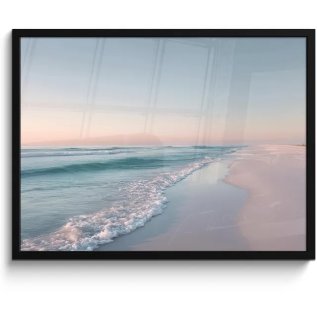 FrameYourWall Poster in lijst - Fotolijst 70x50 cm - Posters - Kustlijn - Pastel - water - Posterlijst zwart - Decoratie - Wanddecoratie woonkamer - Muurdecoratie slaapkamer