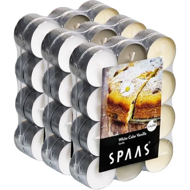 Spaas Geurtheelichtjes/waxinelichtjes - 72x - White Cake Vanilla - 4,5 branduren - geurkaarsen Multi