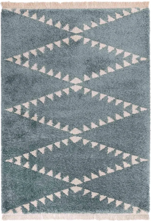 Eazy Living Easy Living - Rocco-Blue Vloerkleed - 200x290 - Rechthoek - Berber,Shaggy Tapijt - Modern - Beige, Blauw