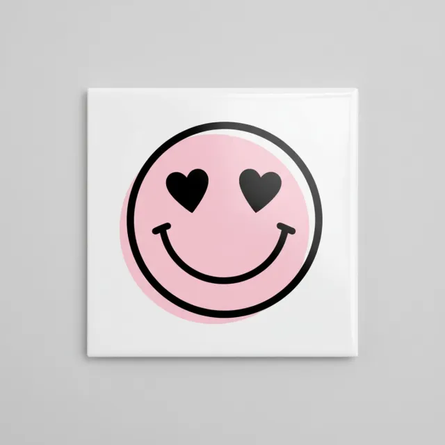Nevolis Smiley Met Hartjesogen Tegel – Schattige Liefde Emoji Wanddecoratie – Trendy Keramische Tegel 15 x 15 cm Multi Color