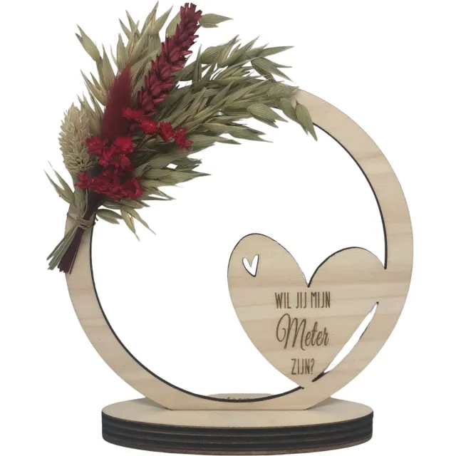Stars 4 you Hoepel en droogbloemen Wil jij mijn meter zijn? | naturel rood | cadeau | meter vragen | meter worden | peettante vragen | peettante worden rood naturel