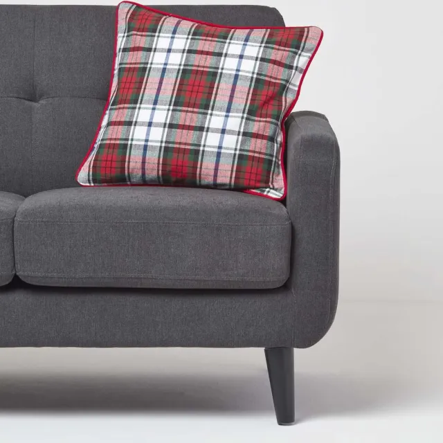 Homescapes MacDuff rode tartan kussenhoes 45 x 45 cm Rood, Groen, Wit