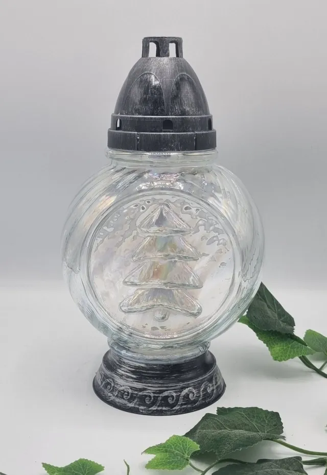 Herdenkingslichtjes Herdenkingslicht - Kerstboom - Bol - Zilver - Kerst - Grafkaars – Graflicht – Graflantaarn – Grafdecoratie - Windlicht