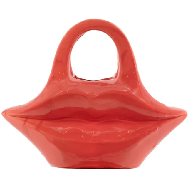 homebound by ky Aardewerk vaas lips rood | bloemenvaas | 25x8x20cm