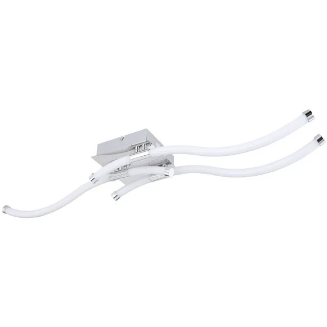 Globo Lighting Plafondlamp dimbaar verchroomde LED woonkamerlamp, metaal kunststof, 20W 1790lm warm wit, LxBxH 88x16x12cm
