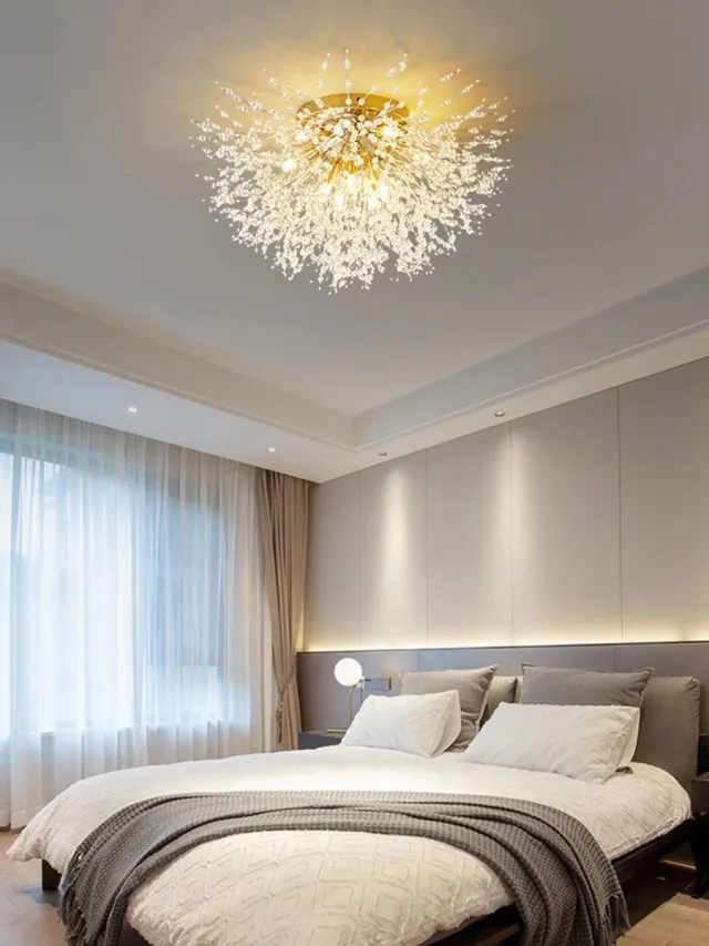 Goeco Plafondlampen-Moderne-kristallen-plafondlamp-6 G9 zilveren kroonluchter lamp-voor woonkamer, slaapkamer, eetkamer, hal-chroom goud