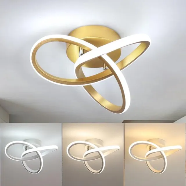 Zyronn LED-plafondlamp, Moderne Plafondlamp 20W 2200LM, Goud Plafondlamp Voor Keuken, Hal, Eetkamer, Schakelaarbediening 3000K/4500K/6500K Goud driekleurig licht