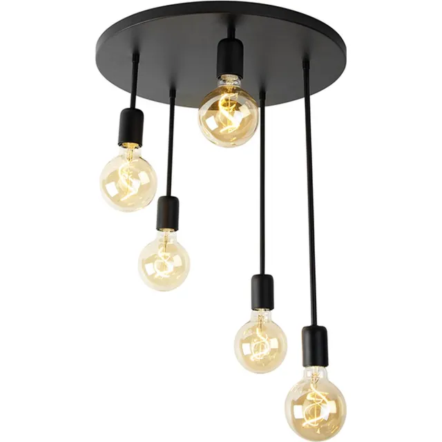 QAZQA facil - Moderne Plafondlamp - 5 lichts - Ø 45 cm - Zwart - Woonkamer | Slaapkamer | Keuken