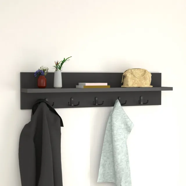 en.casa Wandkapstok Hammarö met plank 80x11x18 cm antraciet