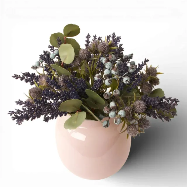 Winq Kort zijden boeket met Lavendel en Blauw-kunstbloemen