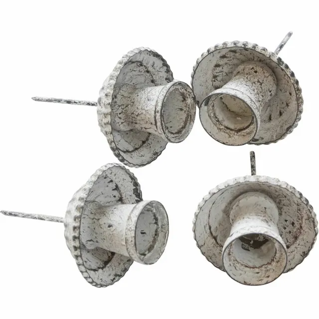 Loberon Kaarsenhouder met pin set van 4 Eldwick antiekwit/bruin