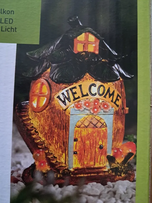 livarno home LED Tuindecoratie - Welcome Huisje - Solar Verlichting - 13.5 x 19.2 x 12.8 cm bruin