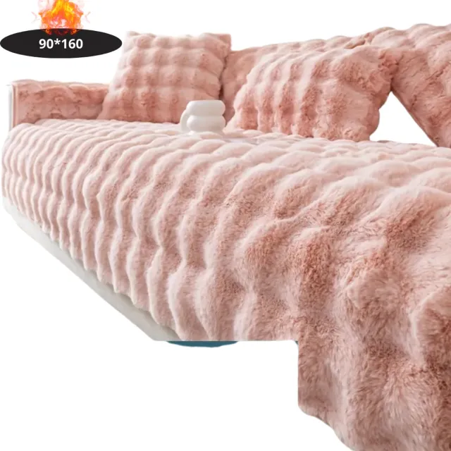Livano Bankhoes - Bankbeschermer - Stretch - Sofa Cover - Pluche - Roze - 2 Zits 90x160