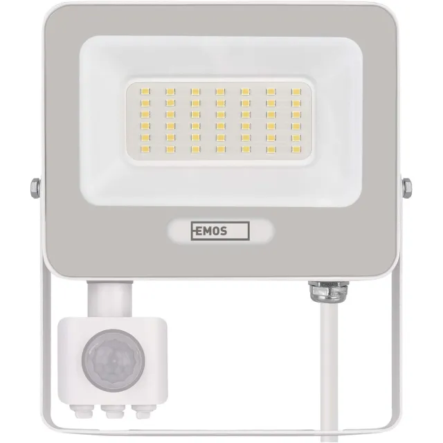 Emos GLARO LED-schijnwerper met bewegingssensor, 30 W, wit, IP54, 3000 lm, neutraal wit, ZS2334W