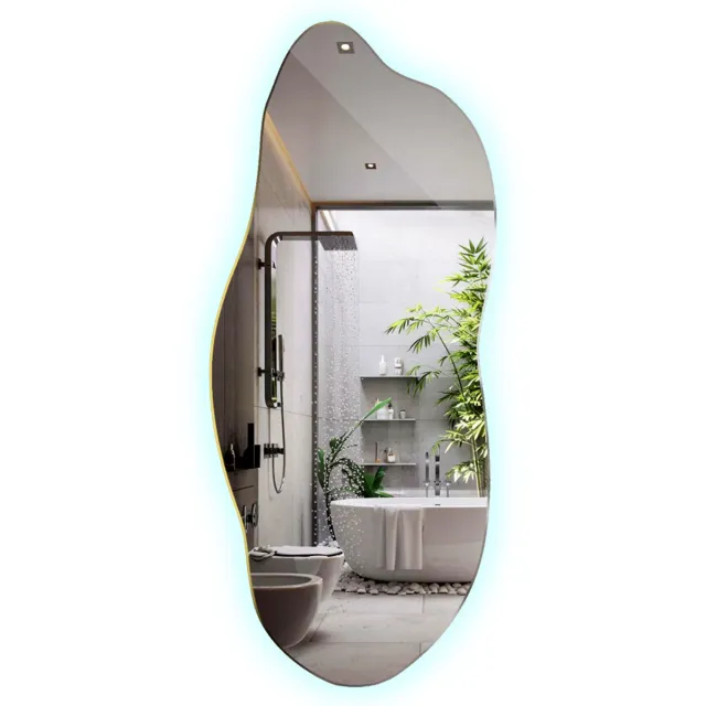 TULUP LED Spiegel - Asymmetrische Spiegel Met Verlichting - 40x90 cm - Organische Spiegel Met Led Verlichting - Badkamerspiegel - Koel Wit 6500K - Spiegel Organisch Met Licht - Industriële Wandspiegel
