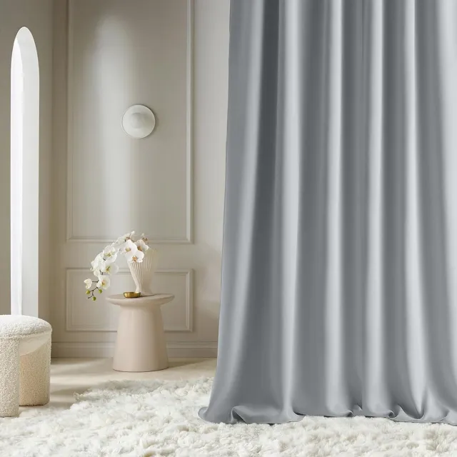 Ibenzoa Aantrekkelijke Lichtgrijze Gordijnen met Plooiband voor Woonkamer en Slaapkamer, 140 x 260 cm lichtgrijs