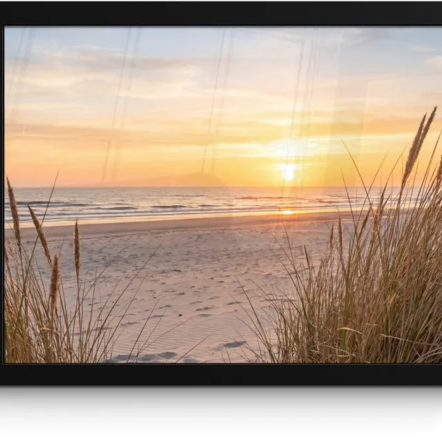 FrameYourWall Poster in lijst - Fotolijst 40x30 cm - Posters - Zonsondergang - Duinen - Zee - Posterlijst zwart - Decoratie - Wanddecoratie woonkamer - Muurdecoratie slaapkamer