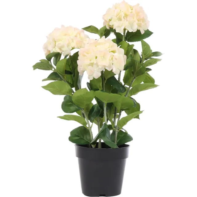 Kunstpalm Kunst Wit-Roze Hortensia | 65cm - Namaak hortensia - Kunstplanten voor binnen - Kunst hortensia