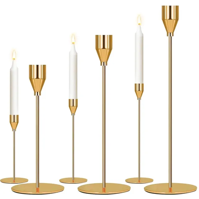 Ibenzoa Stijlvolle Gouden Metalen Kandelaar Set voor Diverse Decoratieve Toepassingen in Huis en Feesten