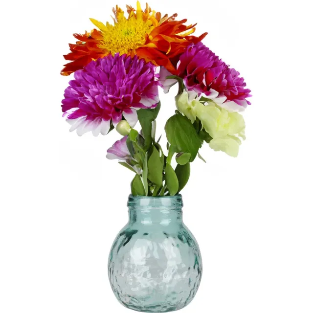Natural Living Bloemenvaas Lourdes - transparant - gerecycled glas - 20 x 24 cm - Ronde bol vorm vazen