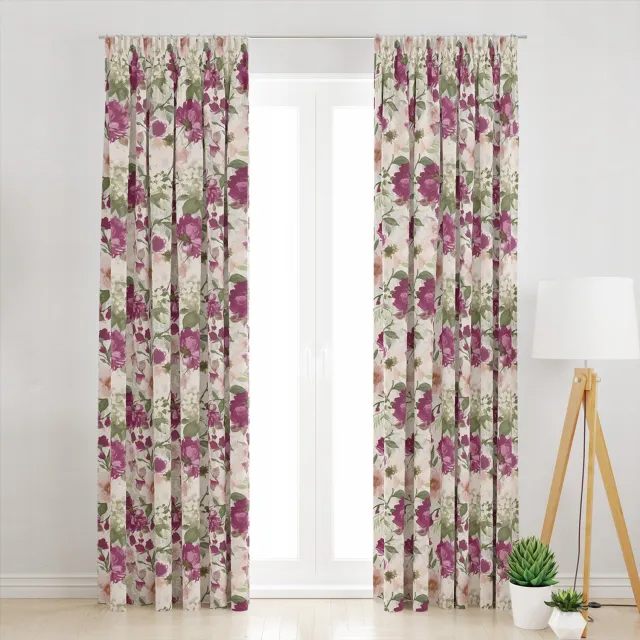 abcfirany.pl Kant-en-klaar Gordijn Roze Bloemen Velvet 145x270cm Multicolor