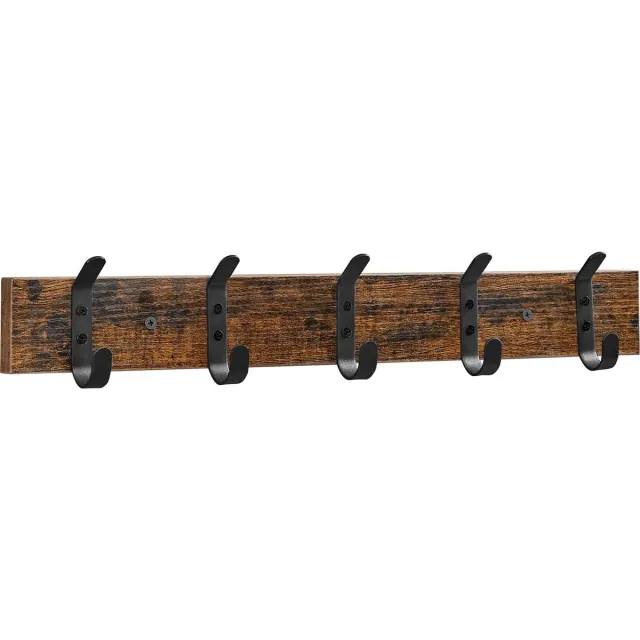 Acaza Kapstok - Wandkapstok - Kapstok Hangend - 5 Dubbele Haken (10 ophangmogelijkheden) - 55 cm - Vintage Bruin