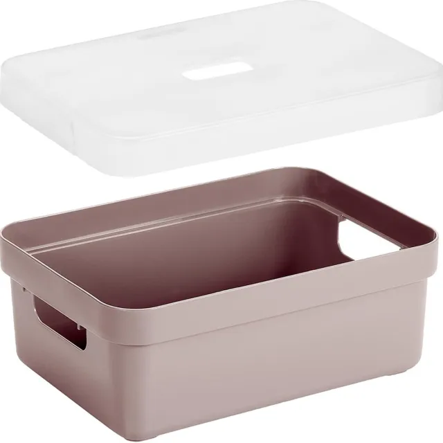 Sunware Opbergboxen met transparante deksel - 4x stuks - kastmanden - roze - 9 liter - kunststof - 35 x 25 x 12 cm - Opbergers