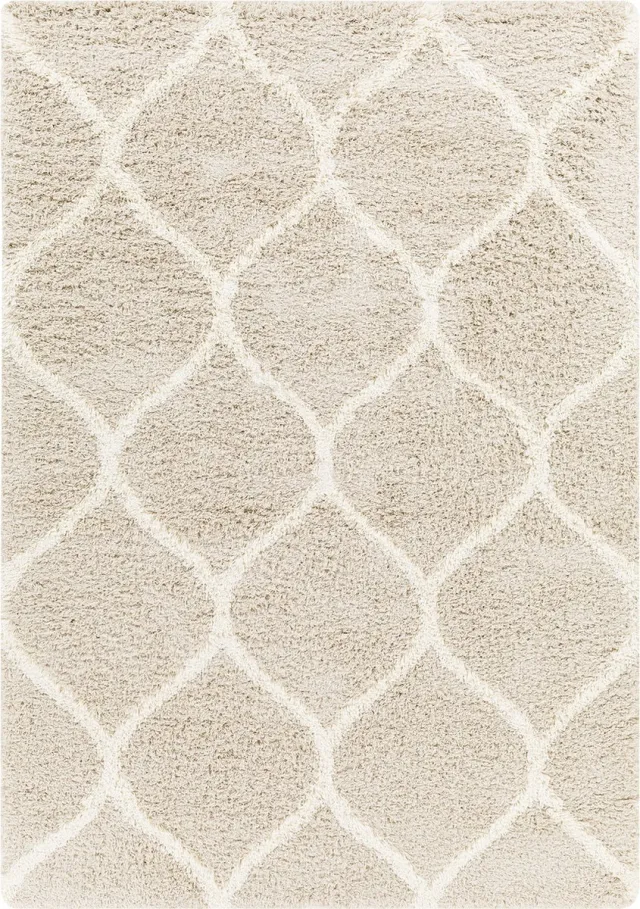 Surya Judy vloerkleed hoogpolig shaggy oosters beige wit