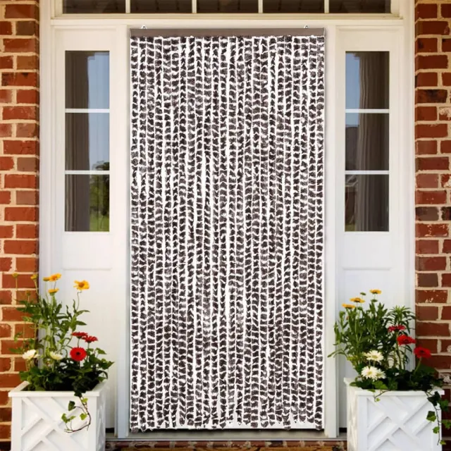 vidaXL Vliegengordijn 100x230 cm chenille bruin en wit