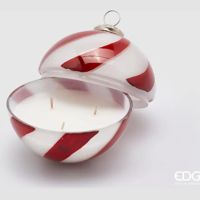 EDG - Enzo De Gasperi Glazen kerstbol geurkaars snoepjes wit rood