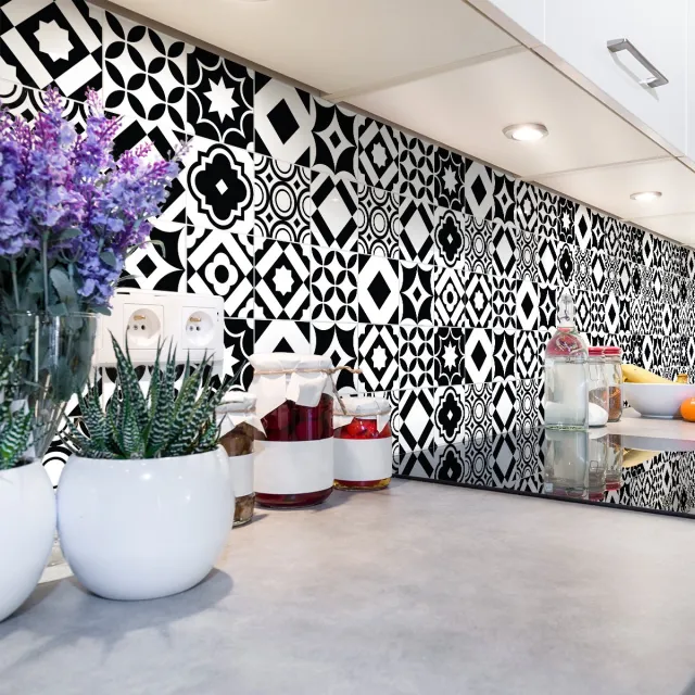 Ambiance Sticker Zelfklevende muurstickers in de vorm van tegels voor keuken en badkamer - 60 Azulejos Flavior cementtegelstickers - 60 stickers 20x20cm Multi color