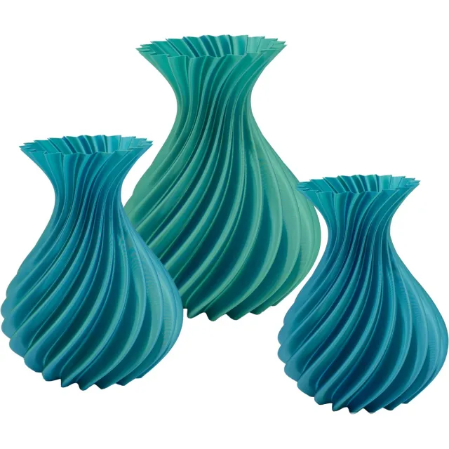 Lovora Veluro design vaas – Decoratieve vaas - Blauw / Groen - 3d geprinte vaas – geschikt voor droogbloemen - 25CM