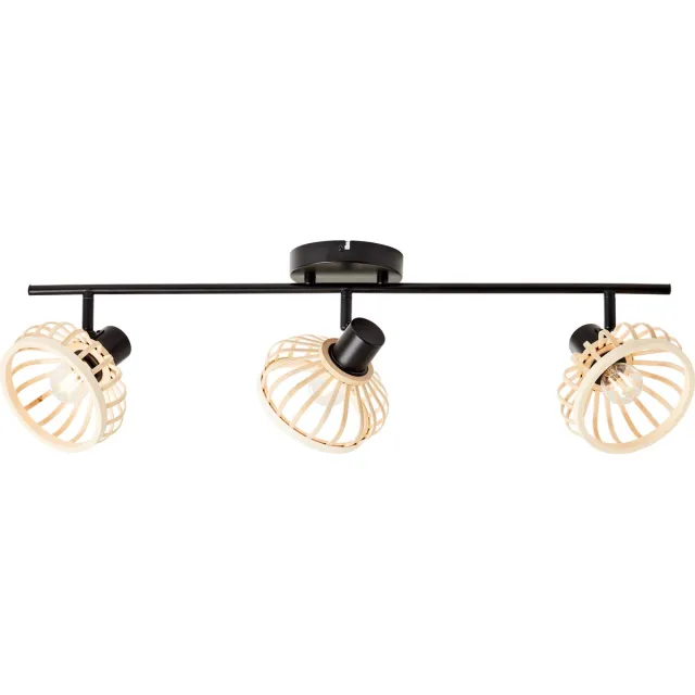 Brilliant Norah 3-lichts spot. Licht hout/zwart, metaal/bamboe, 3x D45, E14, 28 W Zwart Bruin