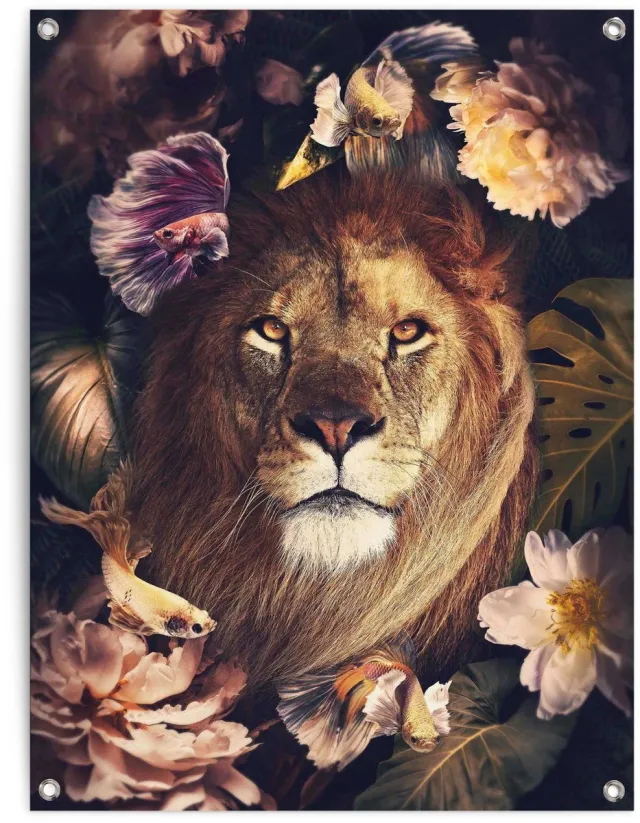 Reinders Tuinposter Jungle Lion - 80 x 60 - Canvas - REINDERS