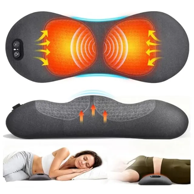 Namajunas 3-in-1 Oplaadbaar Lendenmassagekussen - 8cm - met Luchtcompressie Vibratie en Warmte - lendensteun - Rugsteunen - Lendekussen - Voor slaapkamer, woonkamer, kantoor en thuisgebruik - Air Circulating - Antislip grijs