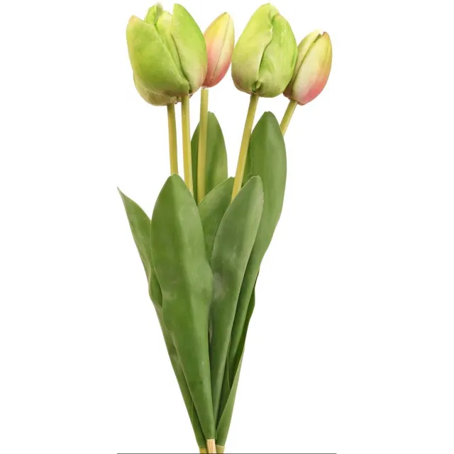 Viana Kunstbloemen tulp groen, lentebloem 48cm bundel van 5 groente
