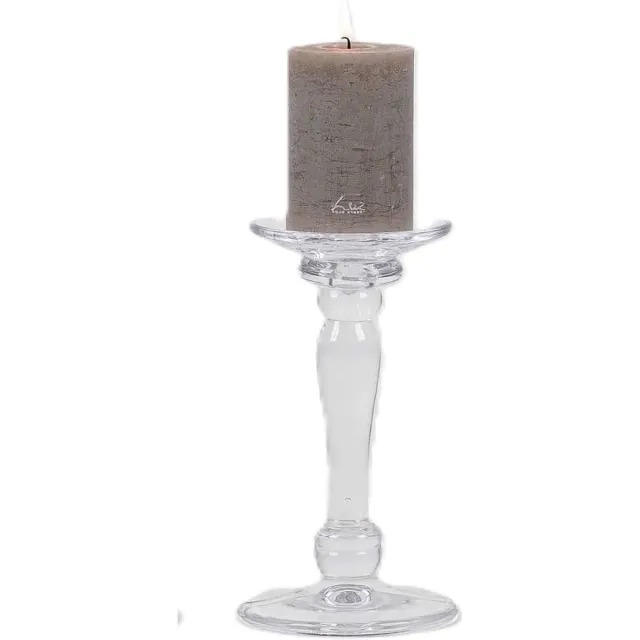 Rasteli Kandelaar - New Semplice - Glas -Glazen kandelaar voor tafelkaars, bolkaars of kaars - Ø11,5xH17,5cm - zonder kaars - per stuk helder glas