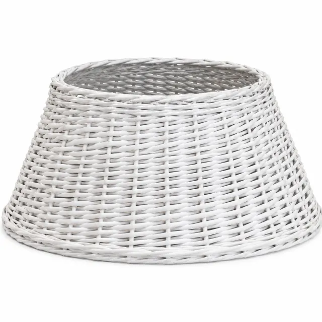 WDMT Rieten Kerstboomrok Wit Ø56 x 22 cm – Kerstboommand van Gevlochten Riet – Decoratieve Kerstboom Sok – Afdekmand voor Kerstboomvoet – Landelijke & Scandinavische Kerstdecoratie – Wit