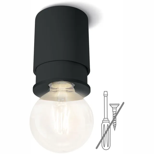 GUGGENHEIMER COFFEE Twister Lighting Classic plafondlamp E27 zonder boren, voor bestaande plafondhaak, antraciet
