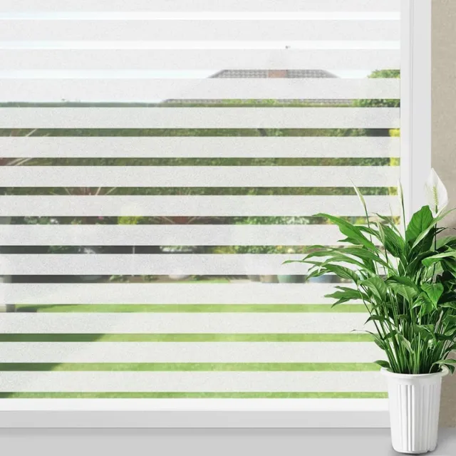 Famanu Raamfolie met strepenpatroon, zelfklevend en ondoorzichtig, 60 x 300 cm, statische hechting voor privacybescherming in huis en kantoor