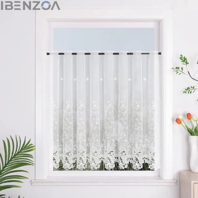 Ibenzoa Vitrage Gordijn - Semi-transparant - Wit - Polyester