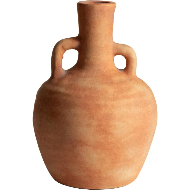 ROSETTAS Vaas - Mediterrane Vaas - Vazen - Keramieken Vaas - Droogbloemenvaasje - Bloemenvaasje - Amphora Vaas - Kruikvaas - Rustieke Vaas - Oude Vaas - Ronde Vaas - Kleine Vaas - Boho Decor - Oranje