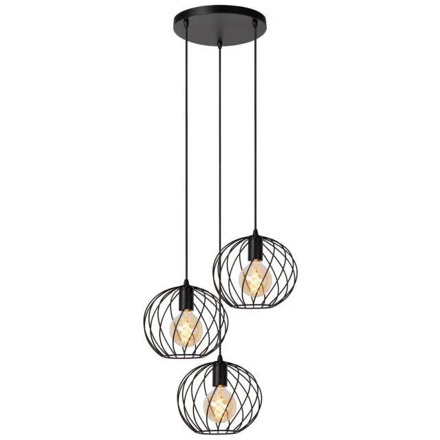 Lucide DANZA - Hanglamp - Ø50 cm - 3xE27 - Zwart
