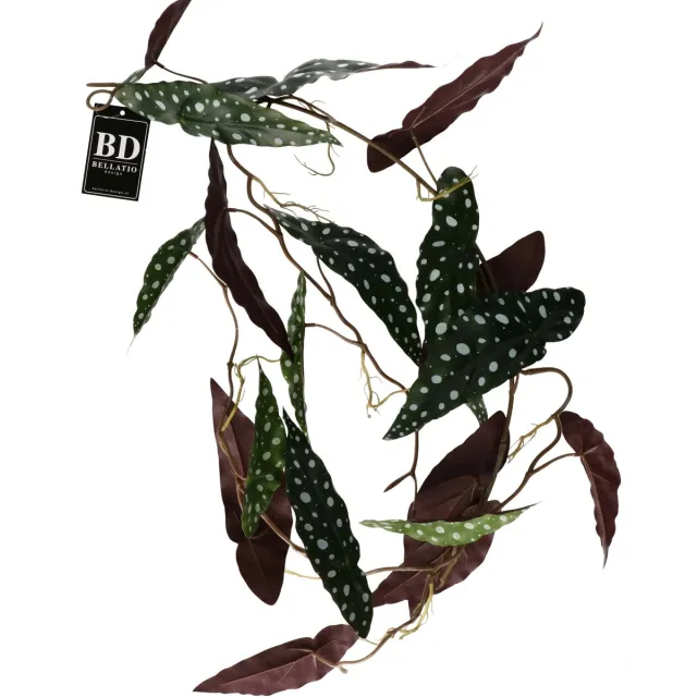 Bellatio Design kunstplant/hangplant slinger - Begonia - groen - 105 cm lang - planten guirlandes