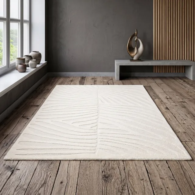 Sunday rugs Hudson – Vloerkleed - White – Hoogpool – Woonkamer & Slaapkamer – Zacht 3D-effect – Vloerverwarmingsgeschikt – Makkelijk te reinigen