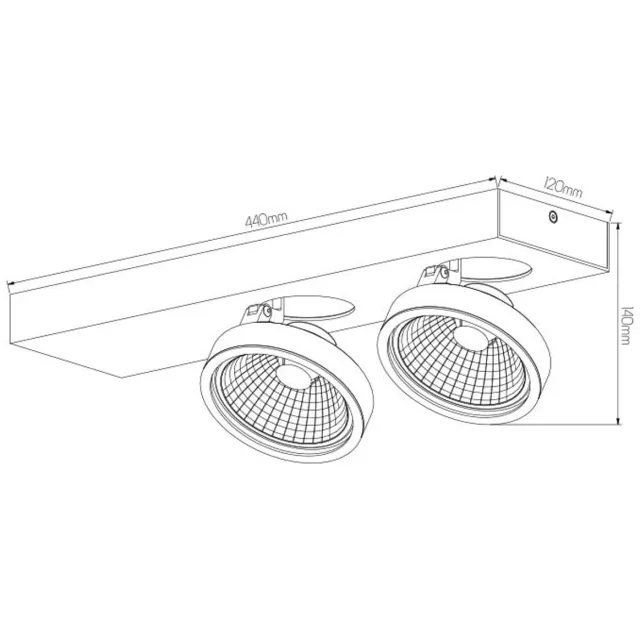 Fantasia Aeon plafondspot 2x AR111 12W zwart, dimbaar, richtbaar 350°, 2700K warm wit, lampen inbegrepen