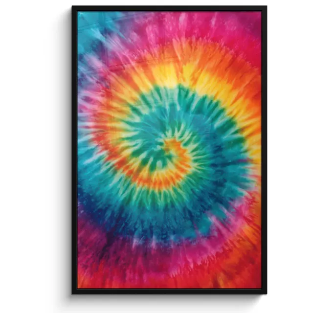 FrameYourWall Poster in lijst - Fotolijst 80x120 cm - Posters - Regenboogkleuren - Tie dye - Posterlijst zwart - Decoratie - Wanddecoratie woonkamer - Muurdecoratie slaapkamer