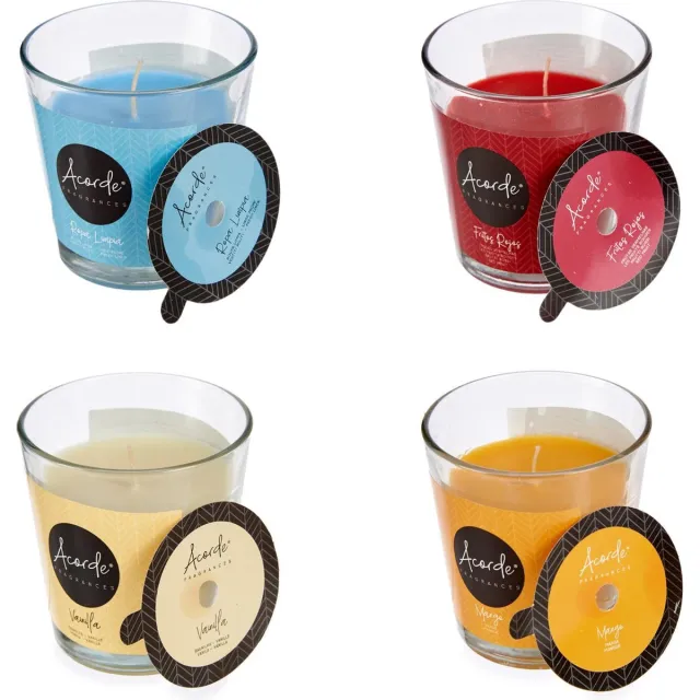 Acorde Geurkaarsen Set 4 Stuks - Fresh Linen, Red Fruits, Vanille En Mango - Geschenkset - Voordeelverpakking - Geurkaarsen In Glas - Cadeau Voor Mannen En Vrouwen