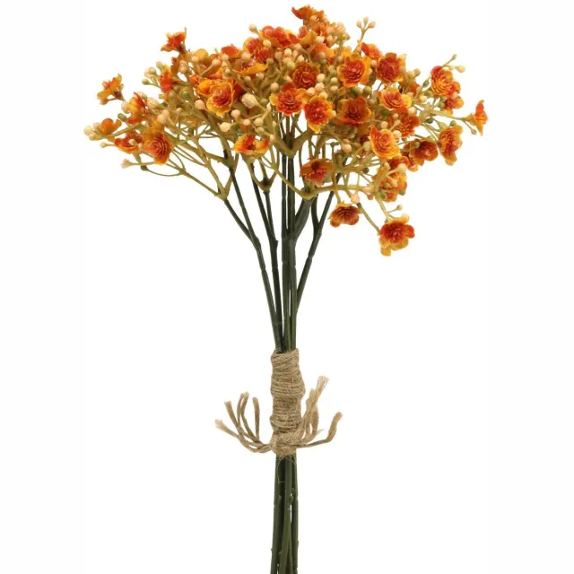 Viana Gypsophila kunstbloemen gipskruid oranje L30cm 6 stuks in een bos